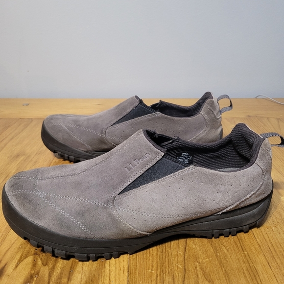 L.L. Bean size 14 wide gray suede slip-on loafers